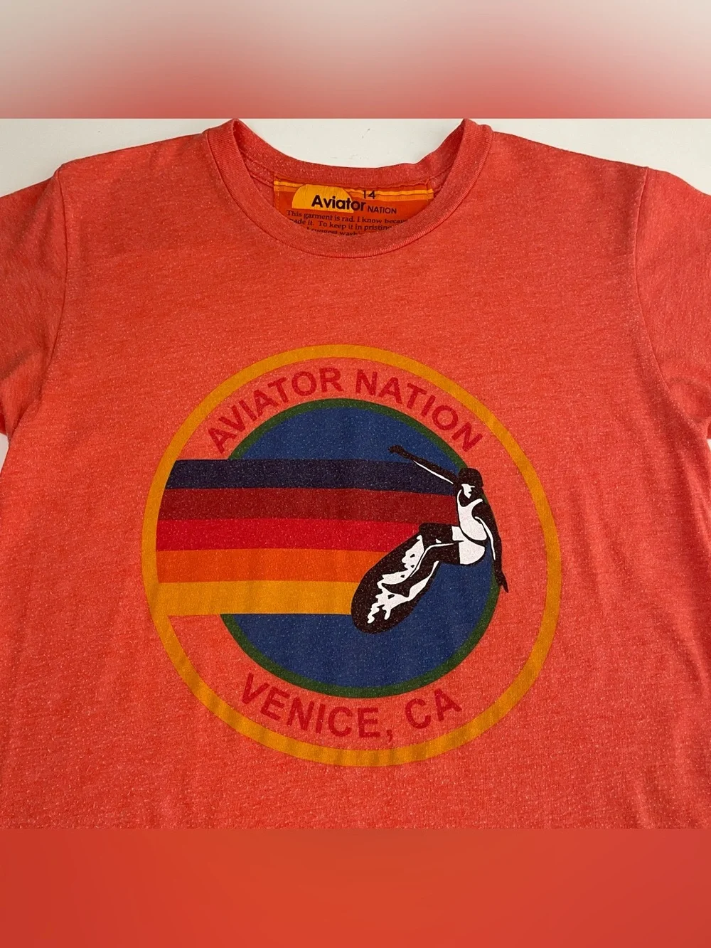 Aviator Nation Kids Venice CA Tee Orange Sz 14